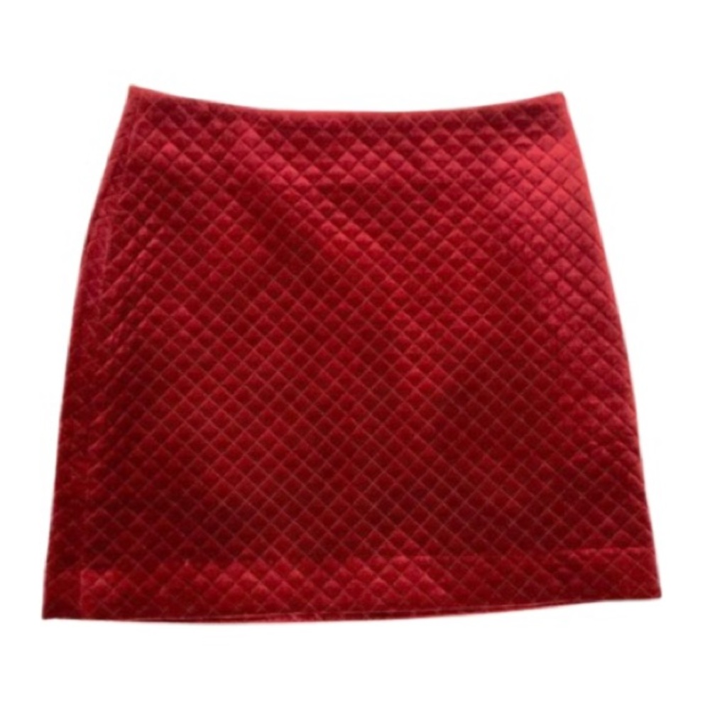 Paris Atelier Burgundy Quilted Velour Mini Skirt - Size 4 - Picture 2 of 8